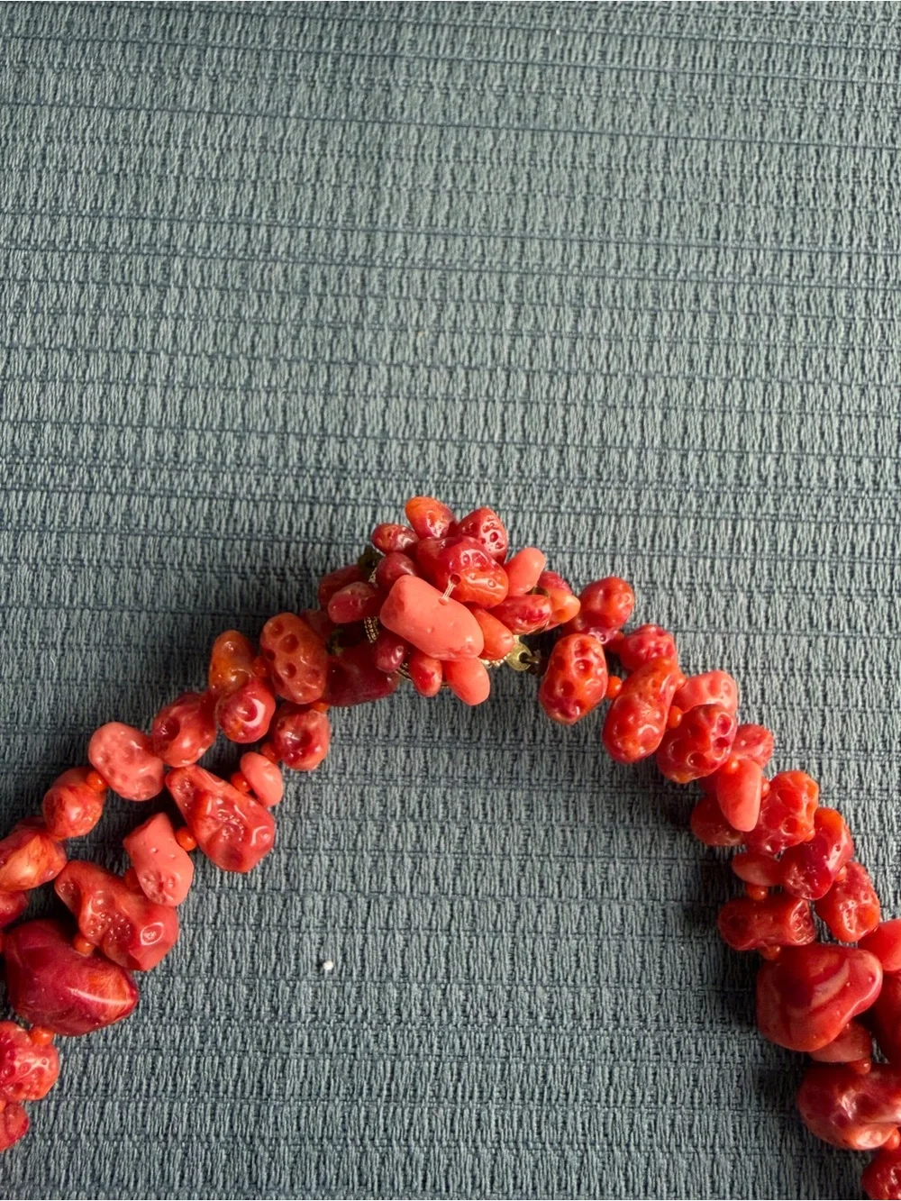 Vintage Western Germany Double Strand Simulated Coral Necklace